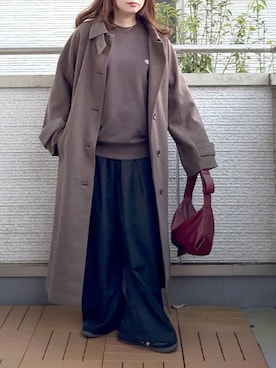 「アイテム（スラックス、ブラック系）」を使った、Kay-teeeさん（レディース・150cm）の冬コーディネート