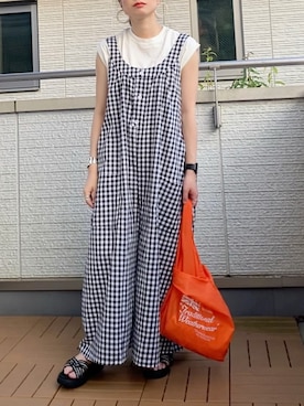 「sakishimatokyo（サキシマトーキョー）のアイテム（オールインワン・サロペット）」を使った、Kay-teeeさん（レディース・150cm）の夏コーディネート