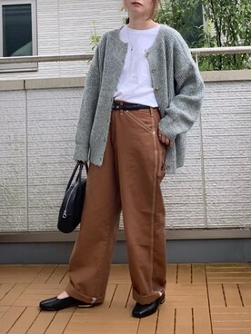 「tiptop（ティップトップ）の前後2wayニットカーディガン（カーディガン/ボレロ）」を使った、Kay-teeeさん（レディース・150cm）の秋コーディネート