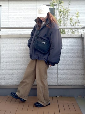 「アイテム（キャップ）」を使った、Kay-teeeさん（レディース・150cm）の冬コーディネート