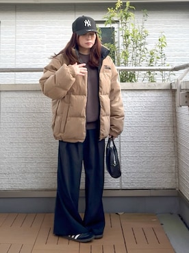 「アイテム（キャップ）」を使った、Kay-teeeさん（レディース・150cm）の秋コーディネート