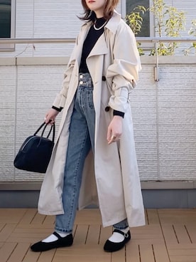 「アイテム（トレンチコート）」を使った、Kay-teeeさん（レディース・150cm）の冬コーディネート