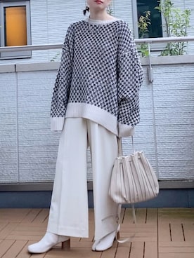 「tiptop（ティップトップ）の前後2wayニットカーディガン（カーディガン/ボレロ）」を使った、Kay-teeeさん（レディース・150cm）の秋コーディネート