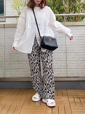 「Fizz（フィズ）の【maiko_wear × Fizz コラボ】　スタンドカラーデザインシャツ（シャツ/ブラウス）」を使った、Kay-teeeさん（レディース・150cm）の春コーディネート