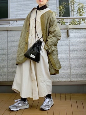 「Samansa Mos2 blue（サマンサモスモスブルー）のアイテム（シャツワンピース）」を使った、Kay-teeeさん（レディース・150cm）の冬コーディネート