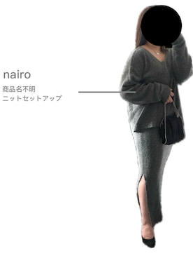 「nairoのショール付きニットセットアップ　トップス（ニット/セーター、グレー系）」を使った、ritsuさん（レディース・151cm）の春コーディネート