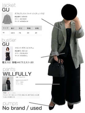 「GU（ジーユー）のアイテム（テーラードジャケット）」を使った、ritsuさん（レディース・151cm）の春コーディネート