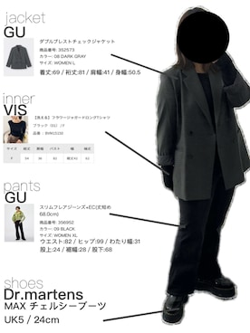 「GU（ジーユー）のアイテム（テーラードジャケット）」を使った、ritsuさん（レディース・151cm）の春コーディネート