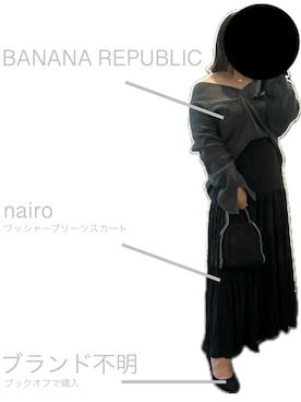 「Banana Republic（バナナリパブリック）のアイテム（ニット/セーター、グレー系）」を使った、ritsuさん（レディース・151cm）の冬コーディネート