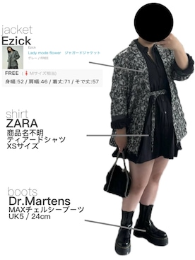「Ezick（エジック）のLady mode flower　ジャガードジャケット（テーラードジャケット、グレー系）」を使った、ritsuさん（レディース・151cm）の春コーディネート