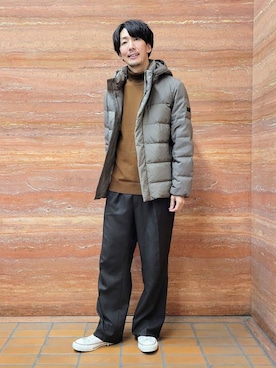 「アイテム（ダウンジャケット/コート）」を使った、piroya619さん（メンズ・182cm）の冬コーディネート