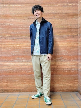 「TAKEO KIKUCHI（タケオキクチ）のアイテム（パンツ）」を使った、piroya619さん（メンズ・182cm）の春コーディネート