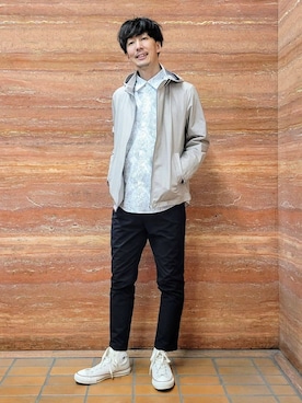 「TAKEO KIKUCHI（タケオキクチ）のアイテム（パンツ）」を使った、piroya619さん（メンズ・182cm）の春コーディネート