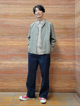 「TAKEO KIKUCHI（タケオキクチ）の【撥水・洗える・シワになりにくい】 リランチェ（R） シャツ（シャツ/ブラウス、ブラウン系）」を使った、piroya619さん（メンズ）の夏コーディネート