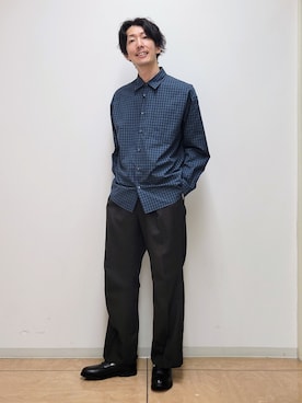 「TAKEO KIKUCHI（タケオキクチ）の【日本製/Sサイズ～】リラックスフィットシャツ（シャツ/ブラウス、ブルー系）」を使った、piroya619さん（メンズ）の秋コーディネート