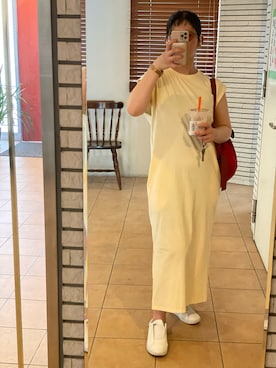 「ワンピース×スニーカー」｜「アイテム（スリッポン）」を使った、Mon mi  さん（レディース・156cm）の夏コーディネート