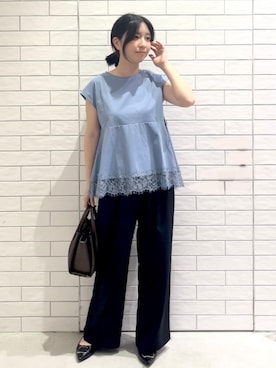 「OPAQUE.CLIP（オペークドットクリップ）のアイテム（Tシャツ/カットソー）」を使った、しおりさん（レディース・160cm）の夏コーディネート