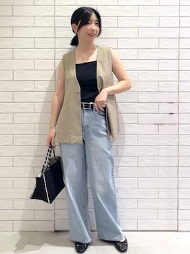 「オフィスカジュアル」｜「アイテム（パンツ）」を使った、しおりさん（レディース・160cm）の夏コーディネート