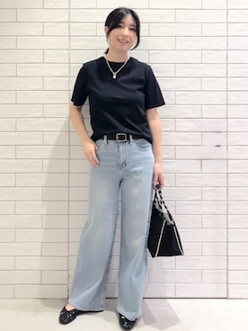 「OPAQUE.CLIP（オペークドットクリップ）のアイテム（Tシャツ/カットソー）」を使った、しおりさん（レディース・160cm）の夏コーディネート