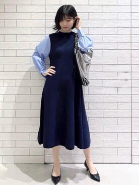 「オフィスカジュアル」｜「アイテム（ワンピース）」を使った、しおりさん（レディース・160cm）の春コーディネート