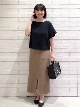 「Sunauna（スーナウーナ）のアイテム」を使った、しおりさん（レディース・160cm）の春コーディネート
