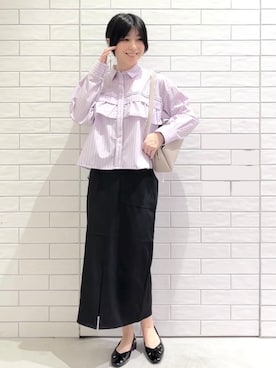 「HusHusH（ハッシュアッシュ）のアイテム」を使った、しおりさん（レディース・160cm）の春コーディネート