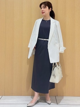 「UNTITLED（アンタイトル）の【洗える／夏ワンピ／2WAY】ジャージワンピース（ワンピース、グレー系）」を使った、CHISATOさん（レディース・154cm）の夏コーディネート
