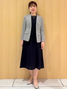 「UNTITLED（アンタイトル）の【セットアップ可/きれいめ】ドライタッチワンピース（ワンピース、ブルー系）」を使った、CHISATOさん（レディース・154cm）の夏コーディネート
