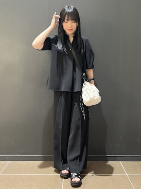 「OPAQUE.CLIP（オペークドットクリップ）のクロスベルトデザインサンダル（サンダル）」を使った、yunさん（レディース・155cm）の春コーディネート