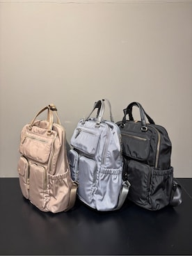 「SHOO・LA・RUE（シューラルー）の【撥水】立体ポケットリュック（バックパック/リュック、グレー系）」を使った、yamaさん（レディース）の秋コーディネート