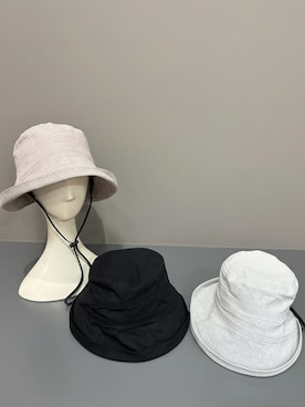 「SHOO・LA・RUE（シューラルー）の【UV/吸水速乾】つば先UPハット（ハット、ベージュ系）」を使った、yamaさん（レディース）の春コーディネート