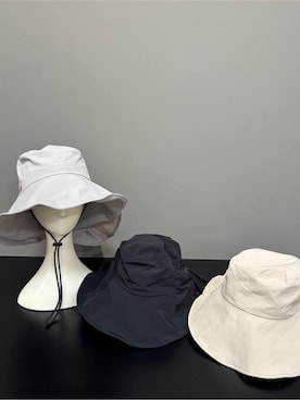 「SHOO・LA・RUE（シューラルー）の【UV/吸水速乾】うしろリボンシェード付きハット（ハット、ベージュ系）」を使った、yamaさん（レディース）の春コーディネート
