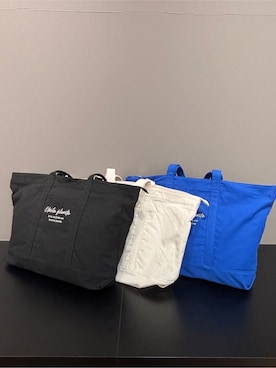 「SHOO・LA・RUE（シューラルー）のビッグハンププリントトートバッグ（トートバッグ、ホワイト系）」を使った、yamaさん（レディース）の夏コーディネート