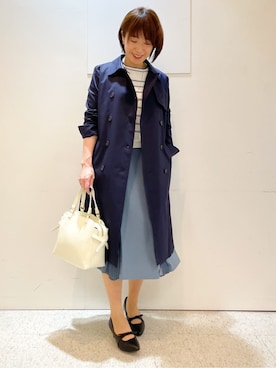 「アイテム（トレンチコート、ブルー系）」を使った、めいさん（レディース・160cm）の春コーディネート