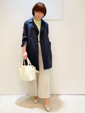 「アイテム（ピーコート）」を使った、めいさん（レディース・160cm）の春コーディネート
