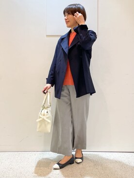 「アイテム（トレンチコート、ブルー系）」を使った、めいさん（レディース・160cm）の冬コーディネート