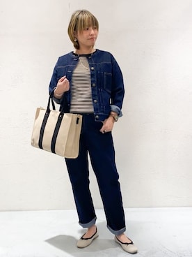 「Lee（リー）のアイテム（トートバッグ）」を使った、ばっちょさん（レディース・152cm）の春コーディネート