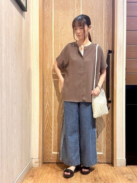 「Cutie Blonde（キューティーブロンド）のアイテム（デニムパンツ）」を使った、KAORIさん（レディース・157cm）の夏コーディネート