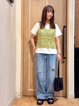「Cutie Blonde（キューティーブロンド）のアイテム（デニムパンツ）」を使った、KAORIさん（レディース・157cm）の春コーディネート