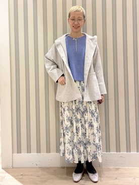 「grove（グローブ）のフーデットミドルコート（その他アウター、グレー系）」を使った、Ayumiさん（レディース・168cm）の冬コーディネート