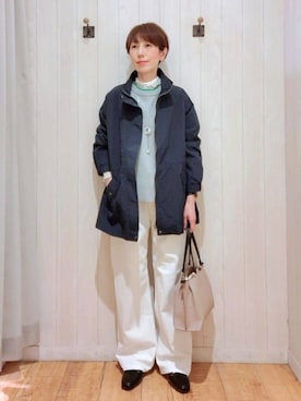 「SHOO・LA・RUE（シューラルー）の【SHOO・LA・RUE DENIM/SS-LL】程よい厚みの ストレートデニムパンツ（10.5オンス）（デニムパンツ、ホワイト系）」を使った、Ribさん（レディース・163cm）の春コーディネート