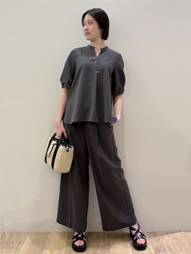 「OPAQUE.CLIP（オペークドットクリップ）のクロスベルトデザインサンダル（サンダル）」を使った、RINさん（レディース・170cm）の春コーディネート