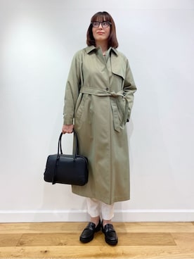 「アイテム（トレンチコート、グリーン系）」を使った、Sawaさん（レディース・166cm）の冬コーディネート
