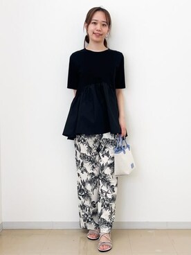 「OPAQUE.CLIP（オペークドットクリップ）の◆ペプラムドッキングカットソー【洗濯機洗い可】（Tシャツ/カットソー）」を使った、miyuuさん（レディース・166cm）の春コーディネート