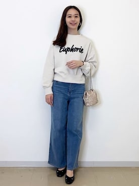 「アイテム（ショルダーバッグ、ゴールド系）」を使った、miyuuさん（レディース・166cm）の冬コーディネート