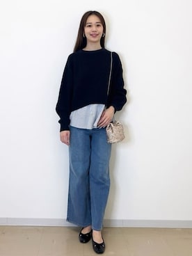 「アイテム（ショルダーバッグ、ゴールド系）」を使った、miyuuさん（レディース・166cm）の冬コーディネート