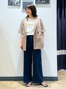 「Lee（リー）のアイテム（Tシャツ/カットソー）」を使った、Lilyさん（レディース・165cm）の夏コーディネート