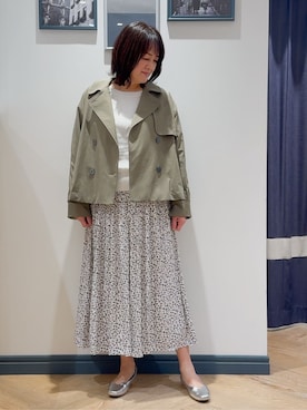 「アイテム（トレンチコート、グリーン系）」を使った、Lilyさん（レディース・165cm）の春コーディネート
