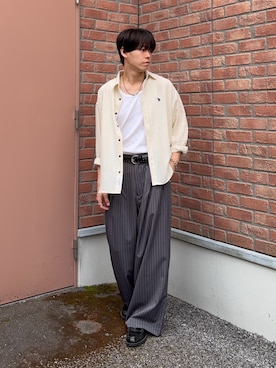 「U.S. POLO ASSN.（ユーエスポロアッスン）の【U.S. POLO ASSN.】リネンライクシャツ（シャツ/ブラウス、ホワイト系）」を使った、swokpalさん（メンズ・172cm）の春コーディネート