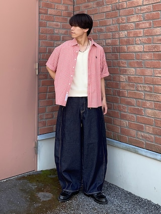 「U.S. POLO ASSN.(ユーエスポロアッスン)のシアサッカー半袖シャツ(シャツ/ブラウス)」を使った、swokpalさん(メンズ・172cm)の春コーディネート